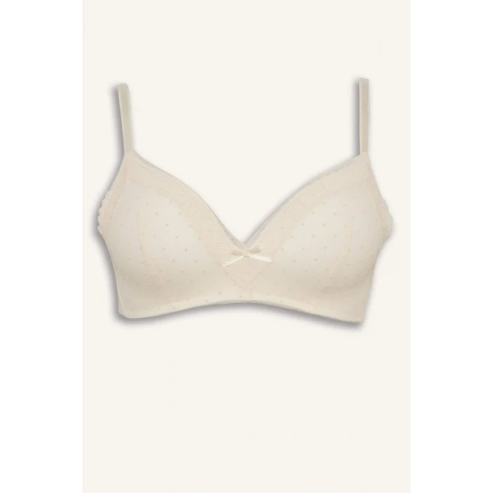 Defacto G2638AXWT16 Beyaz Dantel Detaylı Tül Kaplı Pedli Balenli Tişört Bra