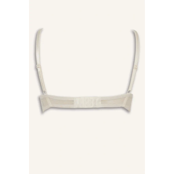 Defacto G2638AXWT16 Beyaz Dantel Detaylı Tül Kaplı Pedli Balenli Tişört Bra