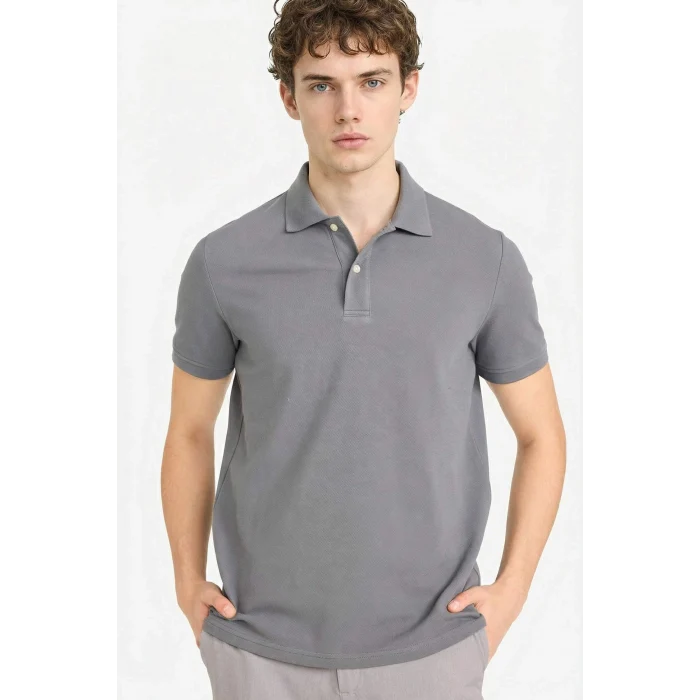 Defacto E9504AXGR206 Gri %100 Pamuk Polo Tişört