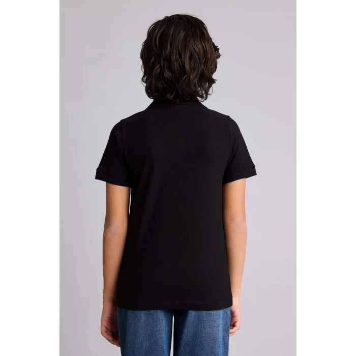 Defacto K1689A6BK81 Siyah Regular Fıt Polo Yaka Basıc Düz Pike Kısa Kollu Polo Tişört Erkek Çocuk