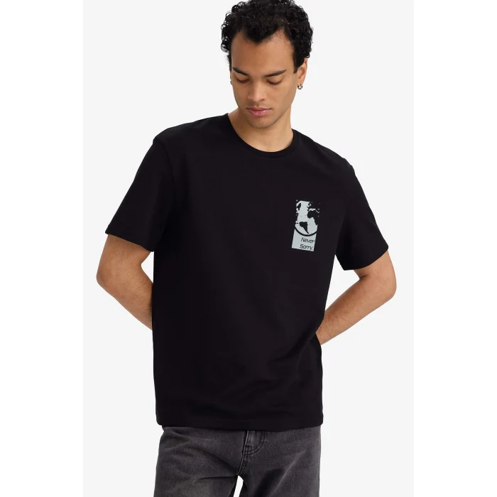 Defacto F8122AXBK81 Siyah Nefes Alabilen Baskılı Tişört
