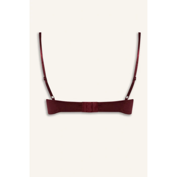 Defacto F9387AXBR210 Bordo Dantel Detaylı Saten Kapsız Pedsiz Balensiz Bralet