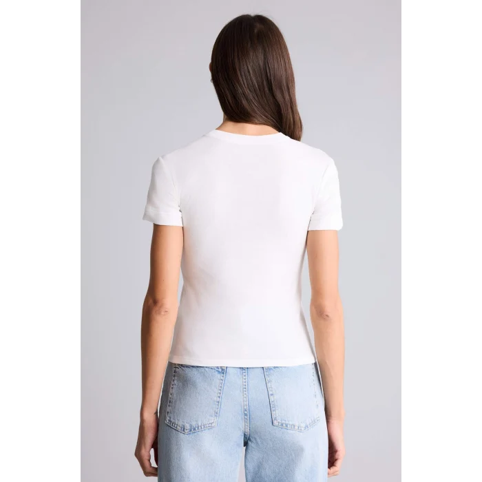 Defacto H1354AXER105 Ekru Slım Fıt Basıc Ribana Tişört