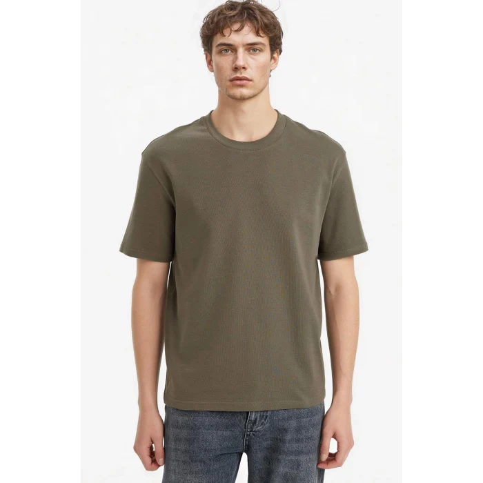 Defacto E7961AXKH361 Haki %100 Pamuk Basic Tişört