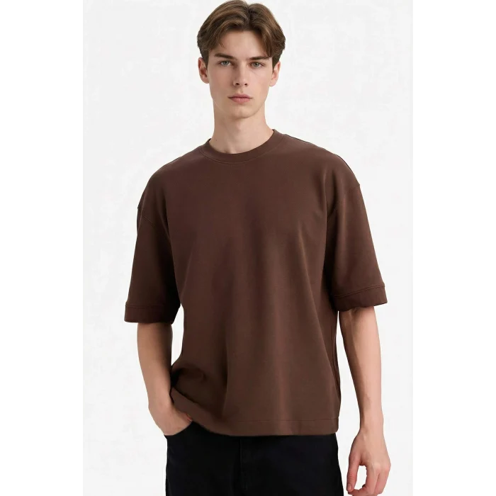 Defacto B4844AXBN151 Kahve Nefes Alabilen Kumaş Tişört