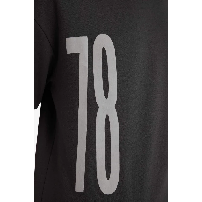 Defacto F8143AXAR221 Antrasit Nefes Alabilen Loose Fit Baskılı Tişört