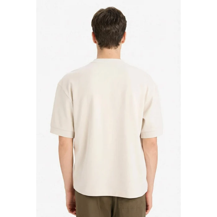 Defacto F8148AXER22 Ekru Nefes Alabilen Loose Fit Baskılı Tişört