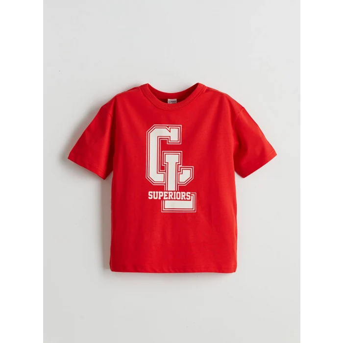 LCW Kids Turuncu Bisiklet Yaka Erkek Çocuk Tişört