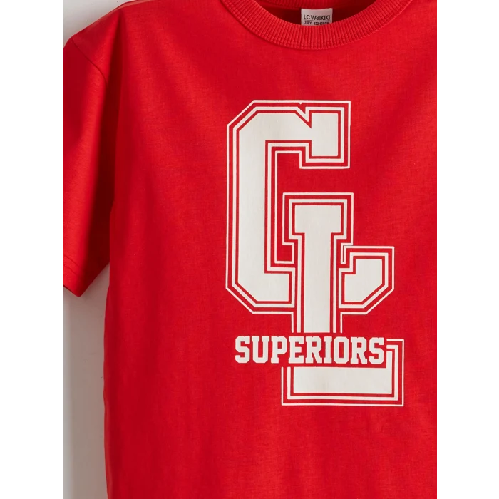 LCW Kids Turuncu Bisiklet Yaka Erkek Çocuk Tişört