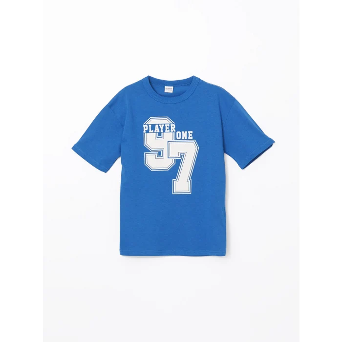 LCW Kids Mavi Bisiklet Yaka Erkek Çocuk Tişört