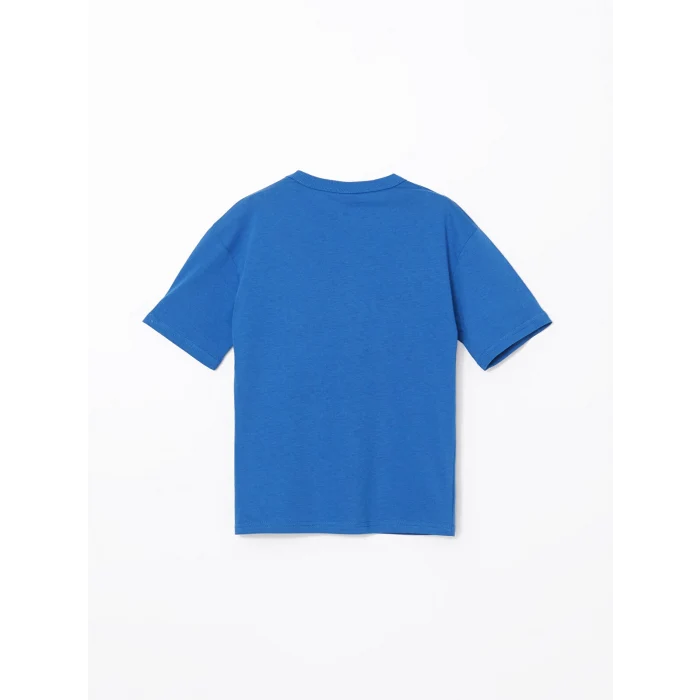 LCW Kids Mavi Bisiklet Yaka Erkek Çocuk Tişört