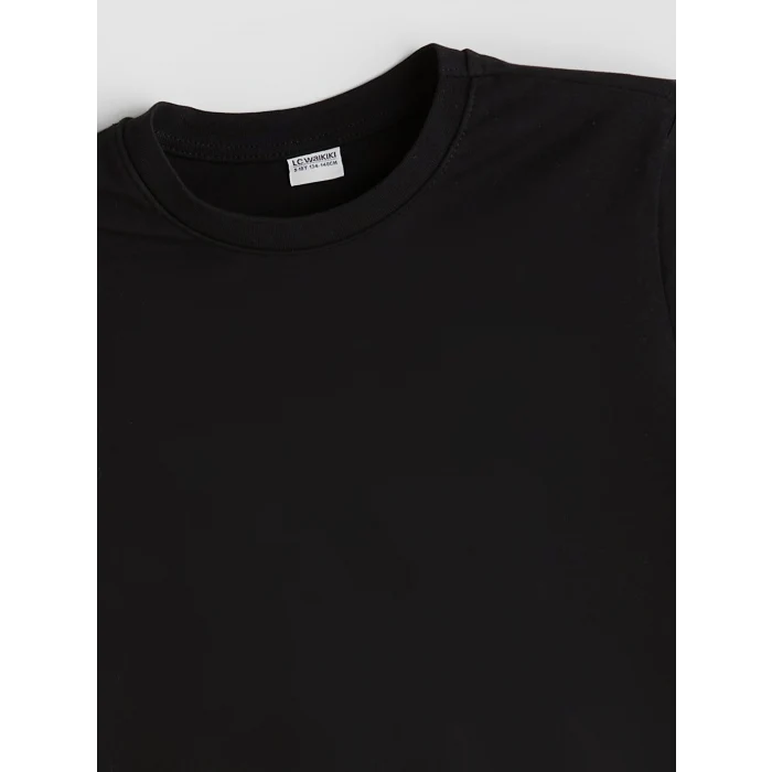 LCW Kids Siyah Bisiklet Yaka Erkek Çocuk Tişört