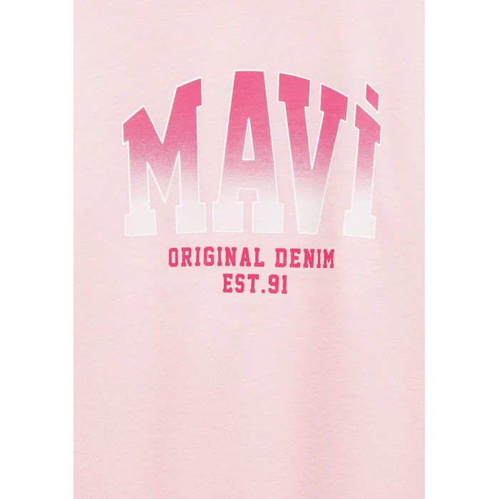 Mavi 7610386-71007 Mavi Logo Baskılı Pembe Tişört