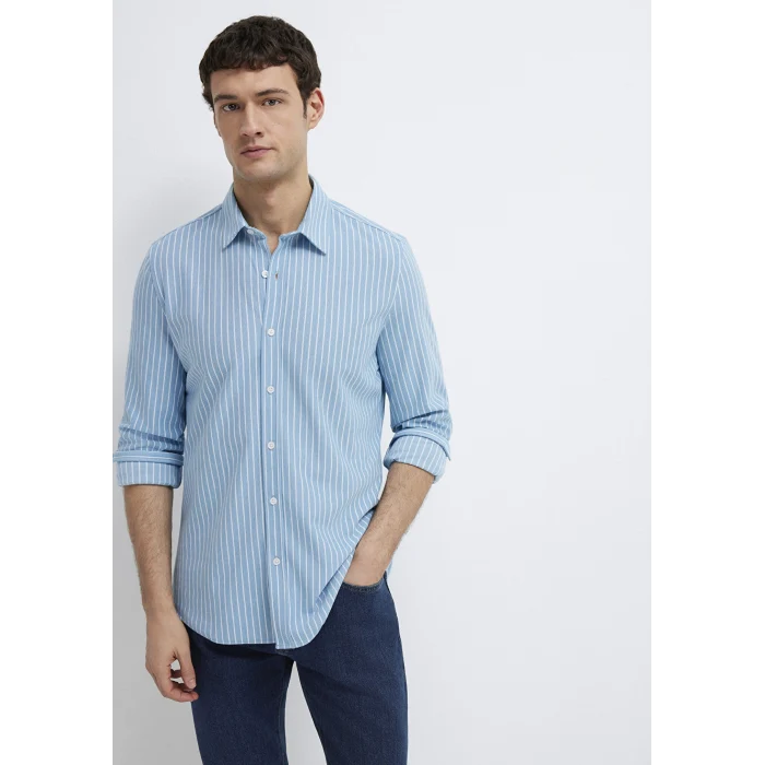 Mavi 0211404-91579 Çizgili Mavi Gömlek