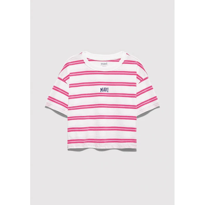 Mavi 7610387-91358 Mavi Logo Baskılı Ekru Tişört