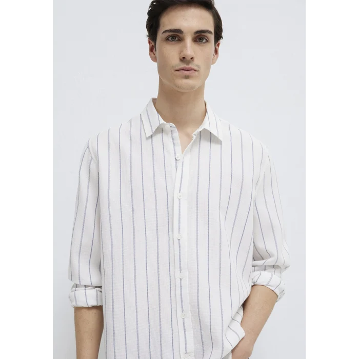 Mavi 0211384-86702 Mavi Çizgili Ekru Gömlek