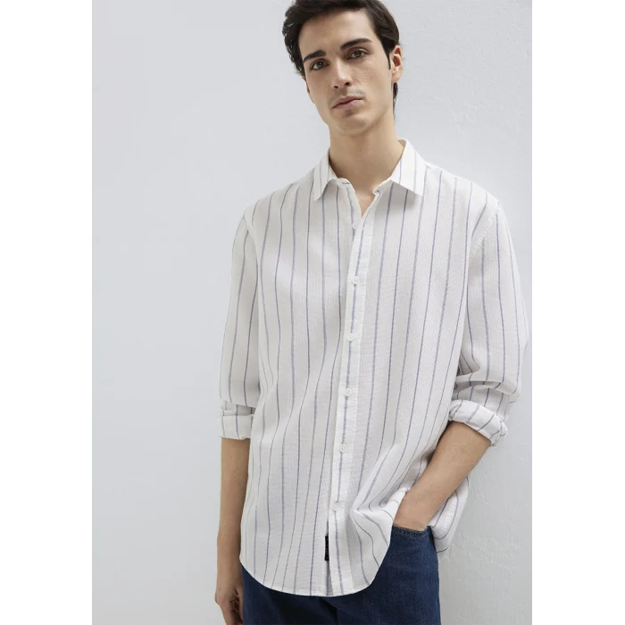 Mavi 0211384-86702 Mavi Çizgili Ekru Gömlek