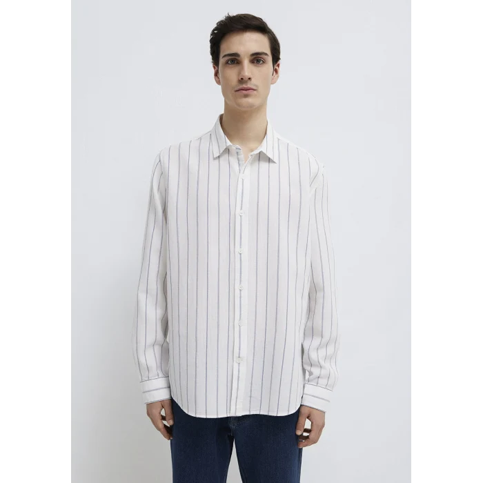 Mavi 0211384-86702 Mavi Çizgili Ekru Gömlek