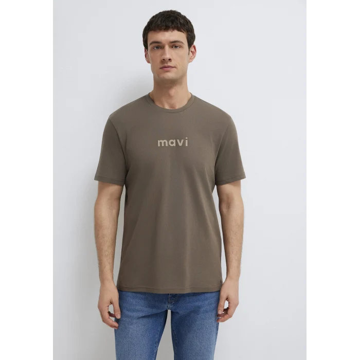 Mavi 0612732-83866 Mavi Logo Baskılı Kahverengi Tişört