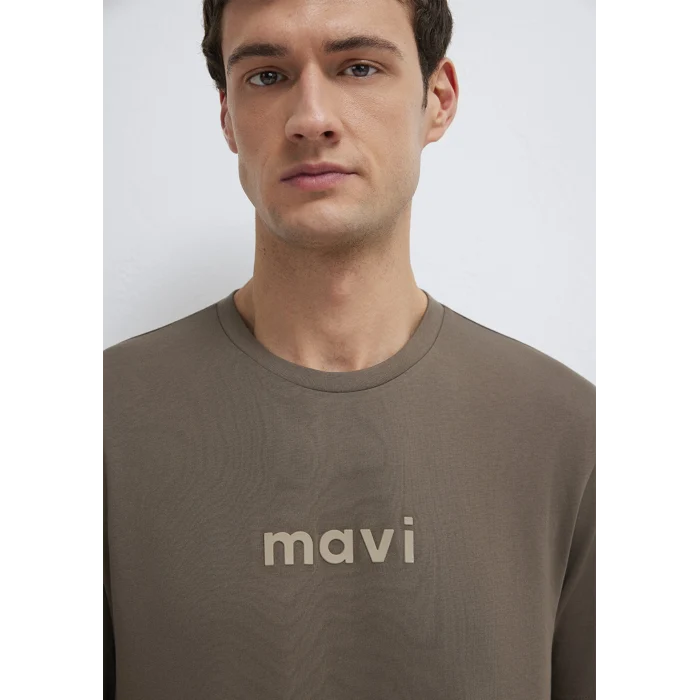 Mavi 0612732-83866 Mavi Logo Baskılı Kahverengi Tişört