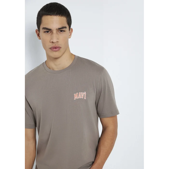 Mavi 0611714-87875 Mavi Logo Baskılı Kahverengi Tişört