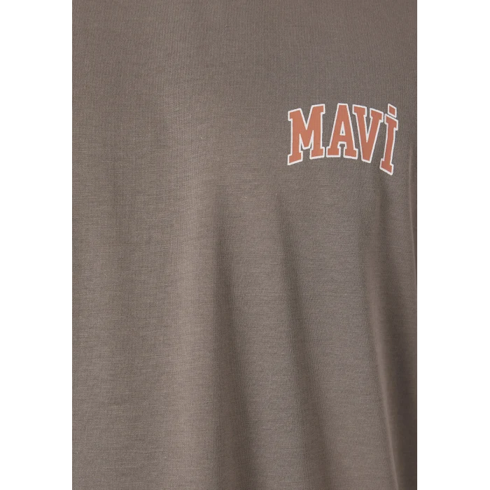 Mavi 0611714-87875 Mavi Logo Baskılı Kahverengi Tişört