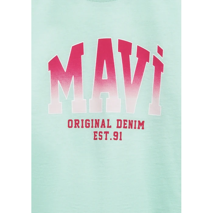 Mavi 7610386-71643 Mavi Logo Baskılı Yeşil Tişört
