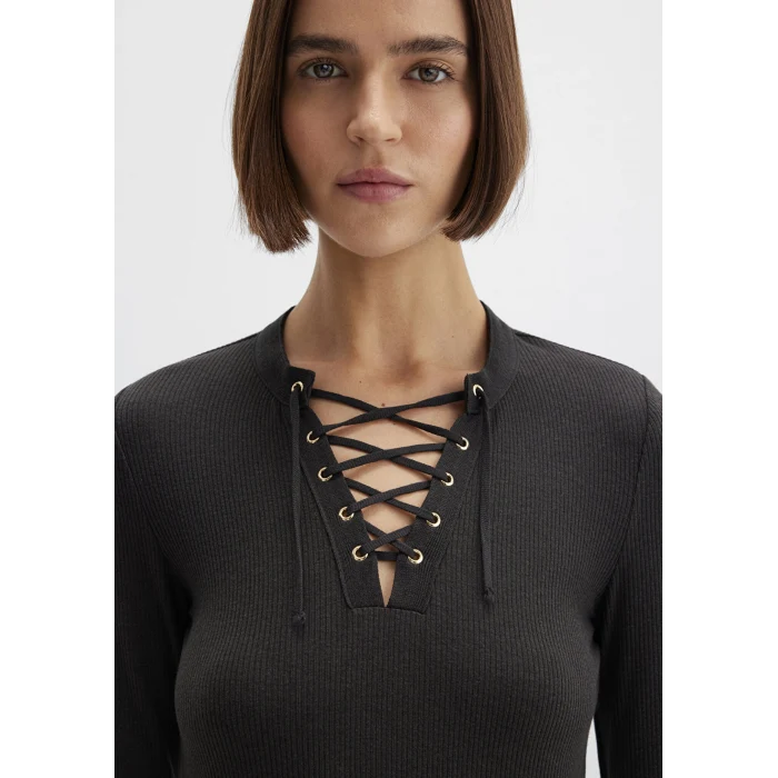 Mavi 1613839-70262 Uzun Kollu Antrasit Tişört