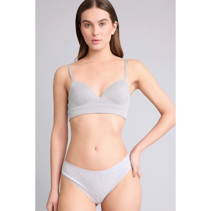 Defacto D6398AXGR93 Gri Ribana 3lü Brief Külot