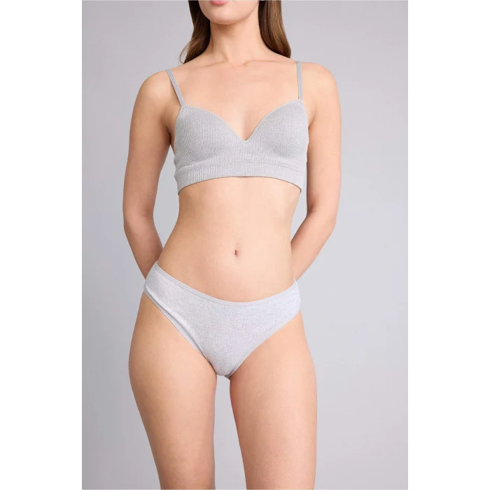 Defacto D6398AXGR93 Gri Ribana 3lü Brief Külot