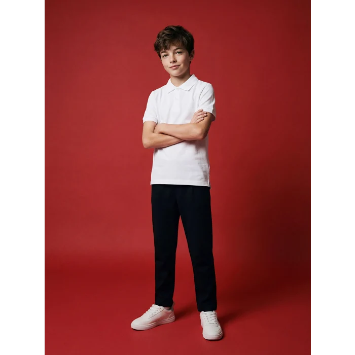 LCW Kids Siyah Beli Lastikli Pileli Erkek Çocuk Pantolon