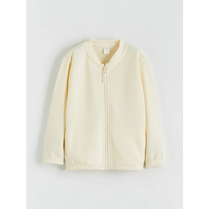 LCW Kids Bej Kolej Yaka Erkek Çocuk Fermuarlı Sweatshirt