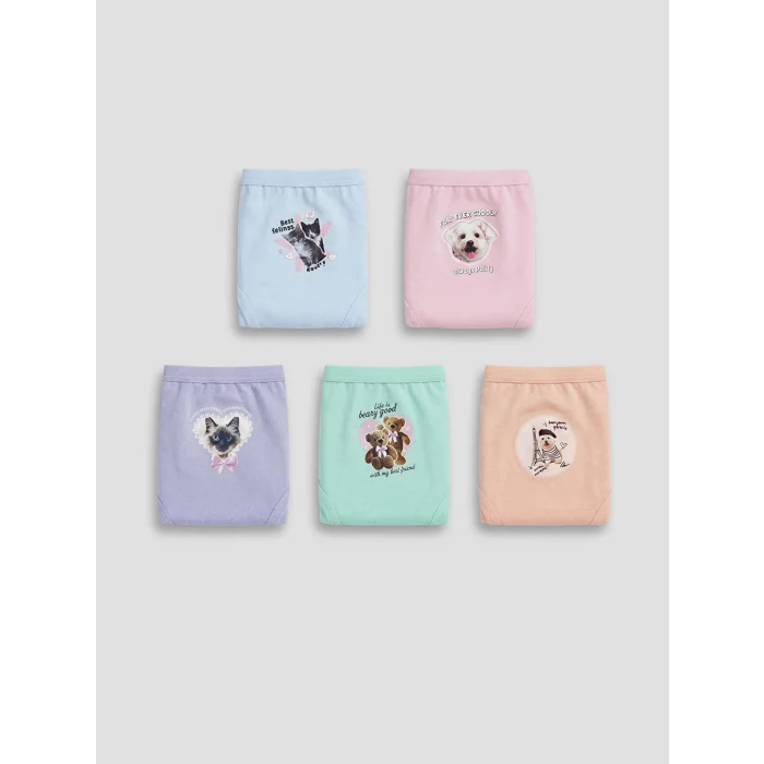 LCW Kids Pembe Baskılı Kız Çocuk Külot 5li