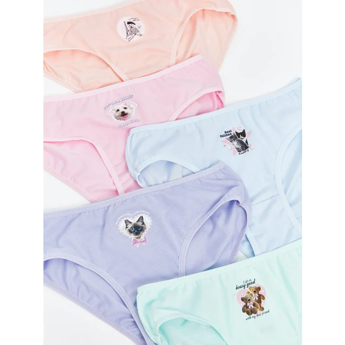 LCW Kids Pembe Baskılı Kız Çocuk Külot 5li