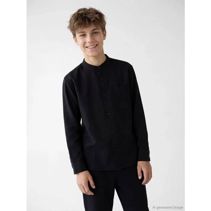 LCW Kids Siyah Hakim Yaka Erkek Çocuk Gömlek