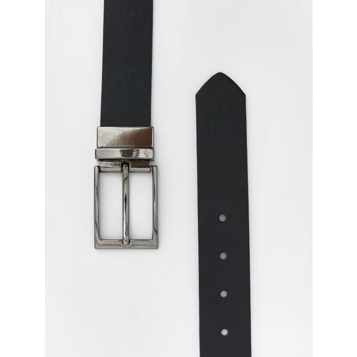 LCW ACCESSORIES Siyah Deri Görünümlü Erkek Kemer