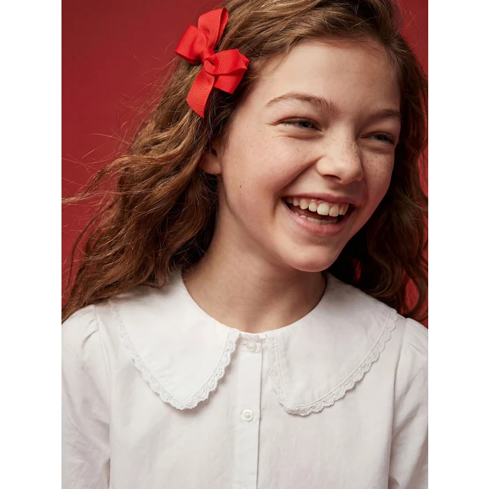 LCW Kids Beyaz Bebe Yaka Kız Çocuk Gömlek