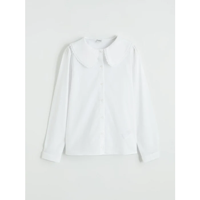 LCW Kids Beyaz Bebe Yaka Kız Çocuk Gömlek