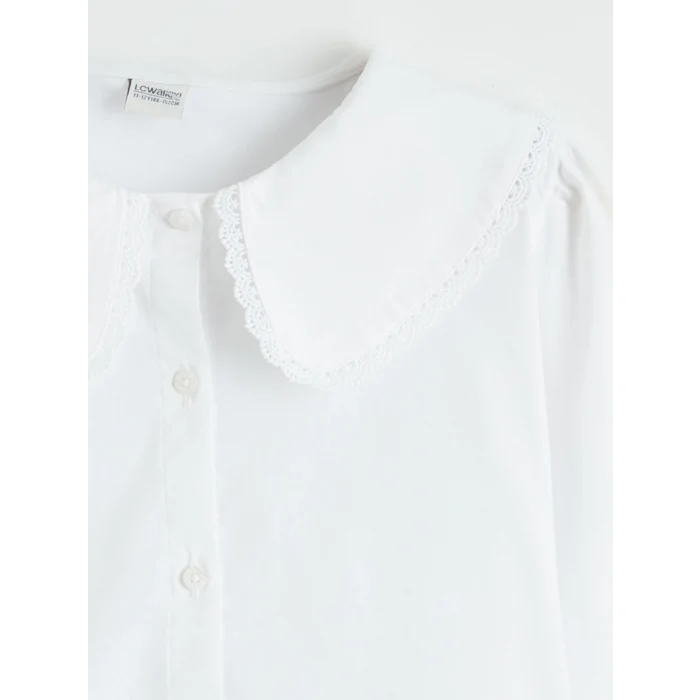 LCW Kids Beyaz Bebe Yaka Kız Çocuk Gömlek