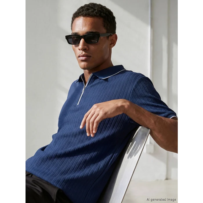 LCW Vision İndigo Polo Yaka Erkek Tişört