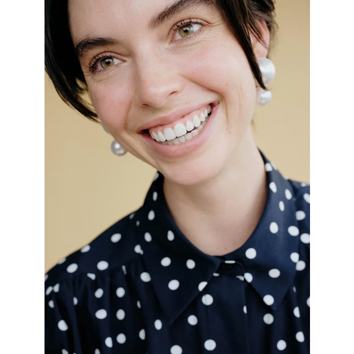 LCW Modest Siyah Puantiyeli Poplin Kadın Gömlek