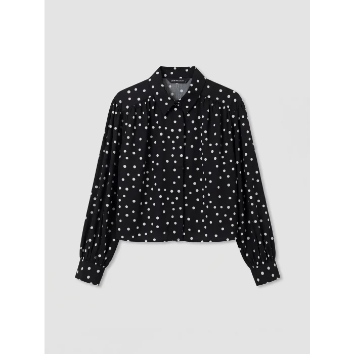 LCW Modest Siyah Puantiyeli Poplin Kadın Gömlek