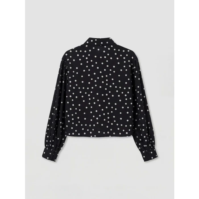 LCW Modest Siyah Puantiyeli Poplin Kadın Gömlek