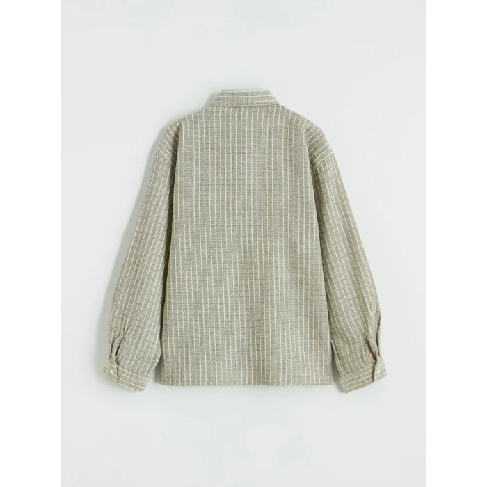 LCW Kids Haki Erkek Çocuk Çizgili Poplin Gömlek