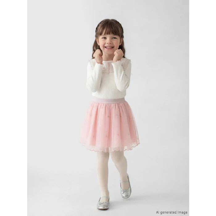 LCW Kids Ekru Kız Çocuk Etekli Takım 3lü