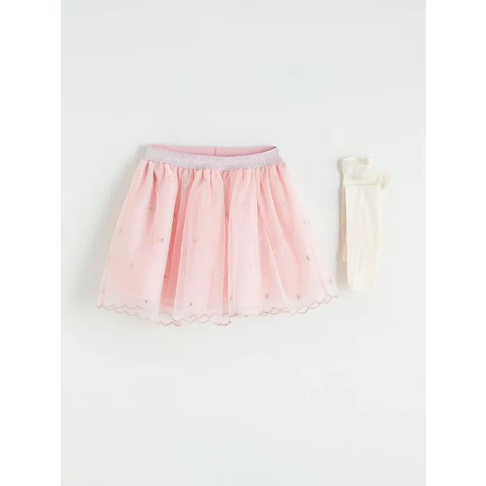 LCW Kids Ekru Kız Çocuk Etekli Takım 3lü