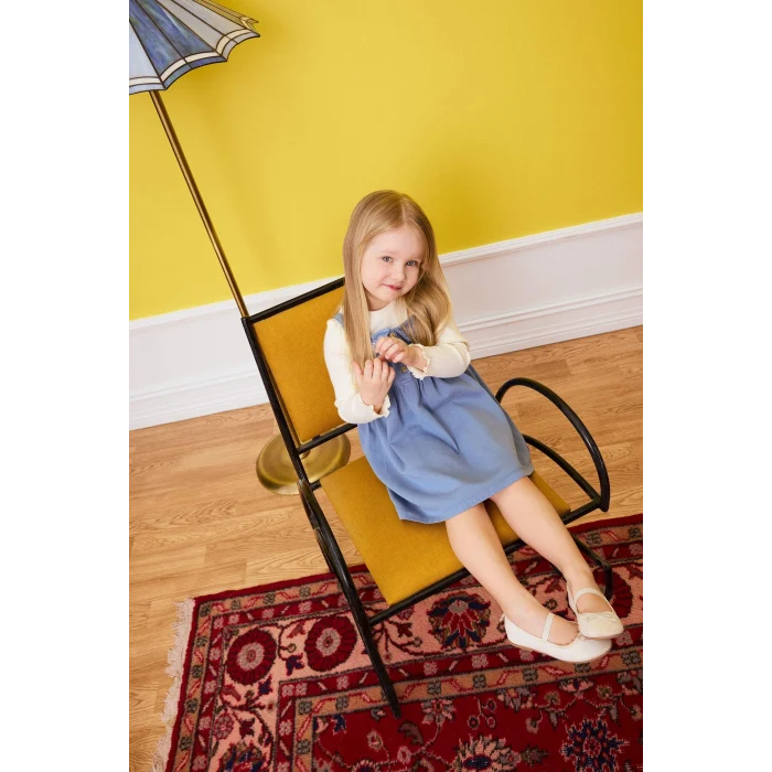 Defacto G8142A5BE746 Mavi 2li Takım Tışört Nakışlı Elbise Kız Bebek