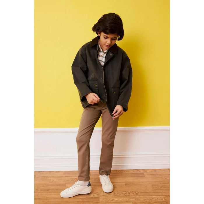 Defacto G6736A8KH158 Haki Düz Paça Gabardin Pantolon Erkek Çocuk