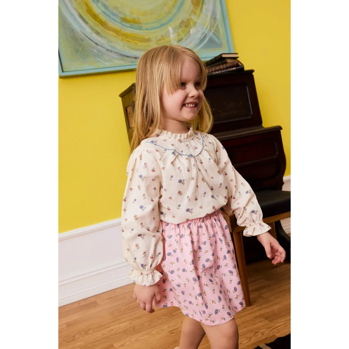 Defacto G8095A5ER99 Ekru %100 Pamuklu Çiçekli Gömlek Kız Bebek
