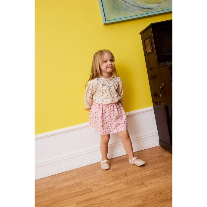 Defacto G8095A5ER99 Ekru %100 Pamuklu Çiçekli Gömlek Kız Bebek